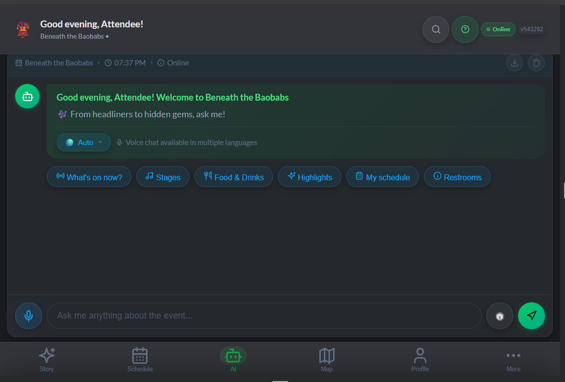 AI Event Concierge — AI chat interface